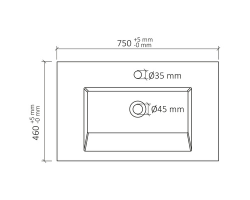 Badkamermeubelset Differnz Industrieel BxHxD 81 x 85 x 90 cm, frontkleur walnoot, 3-delige badkamermeubelset met witte gegoten mineraalwastafel en badmeubel, wastafelspiegel