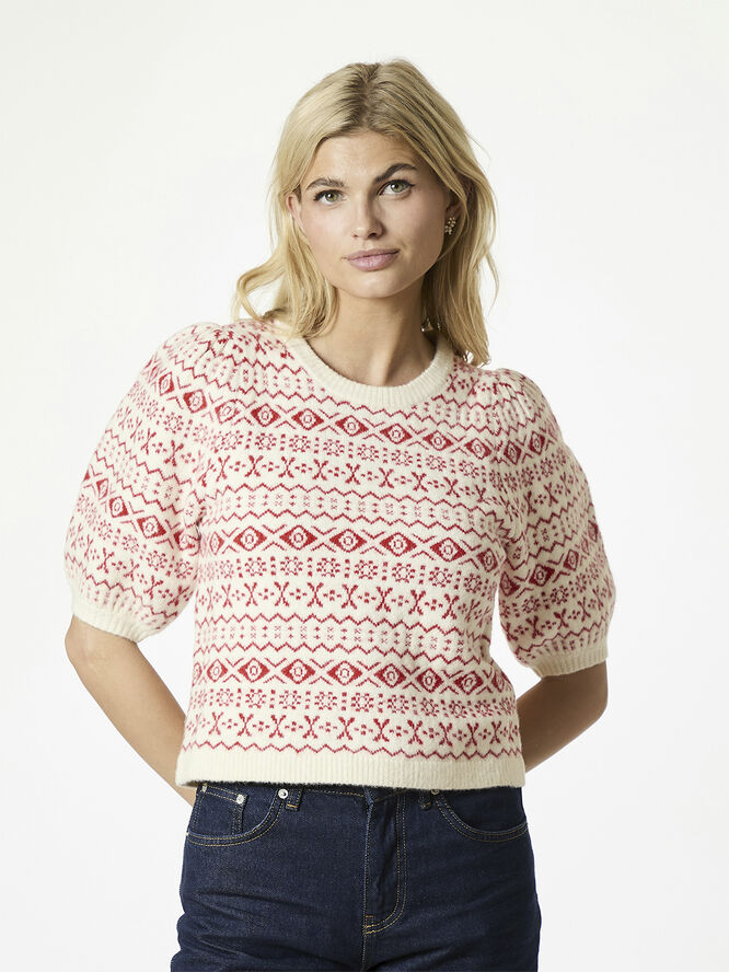 Neo Noir Abi Vintage Knit Blouse Red