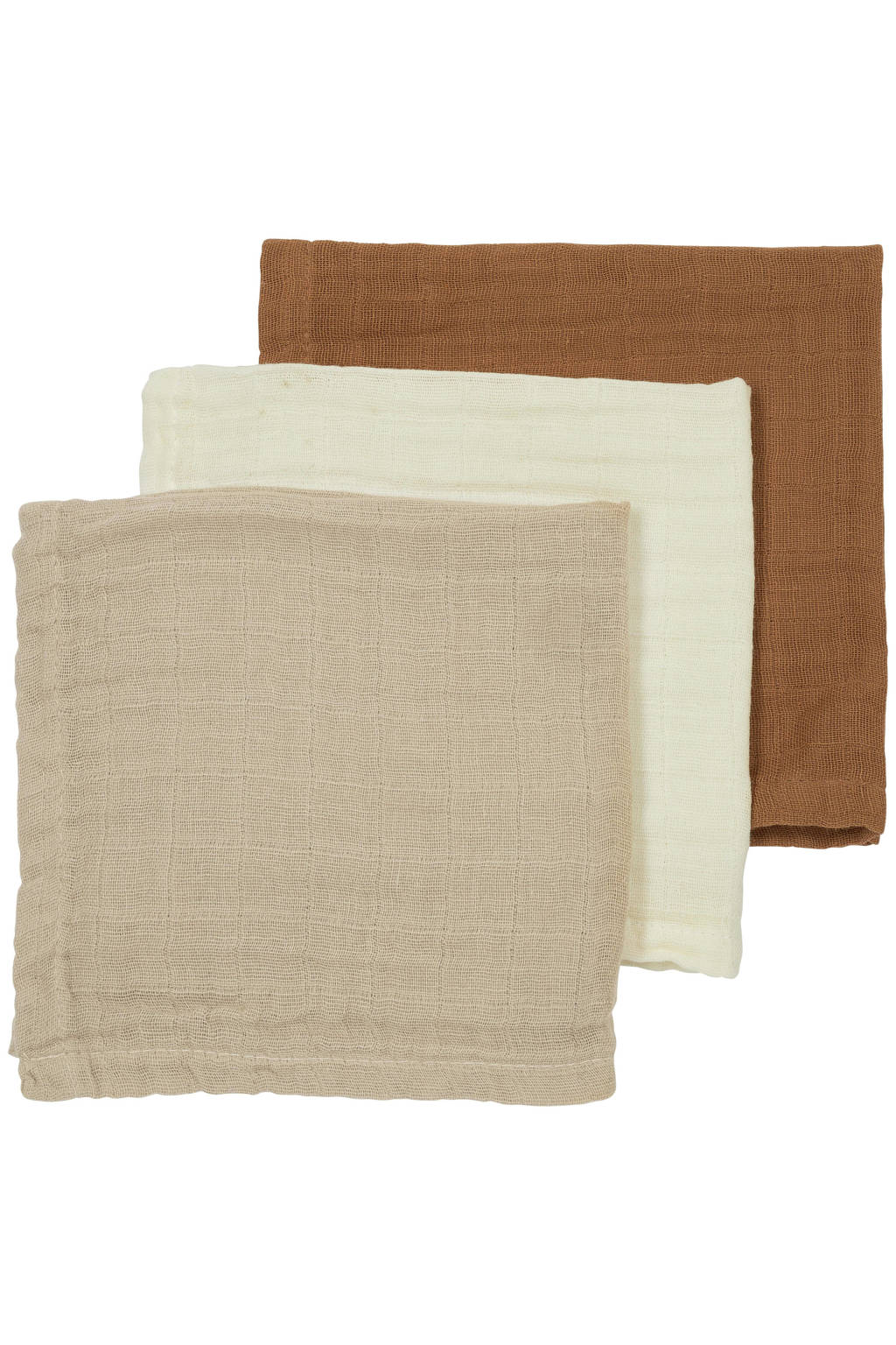 hydrofiele monddoekjes - set van 3 Offwhite/Sand/Toffee