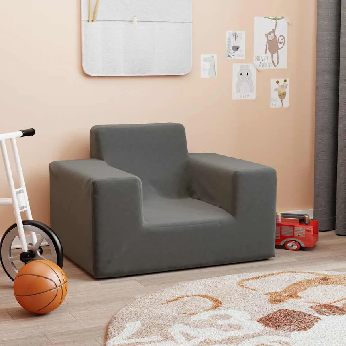 vidaXL Canapé Enfant Anthracite