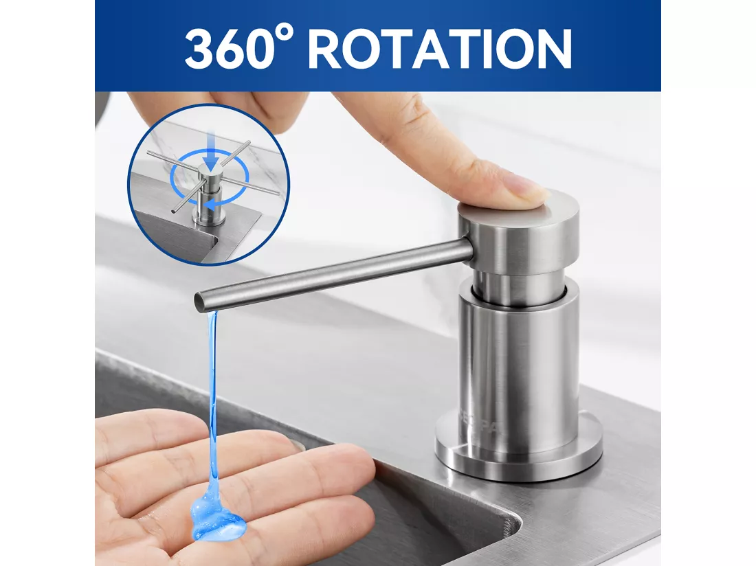 Cecipa max Distributeur de Savon avec Récipient de 300ML+Tuyau d'extension en Silicone de 1,25M-Distributeur de Savon pour Evier de Cuisine,EU Modèle