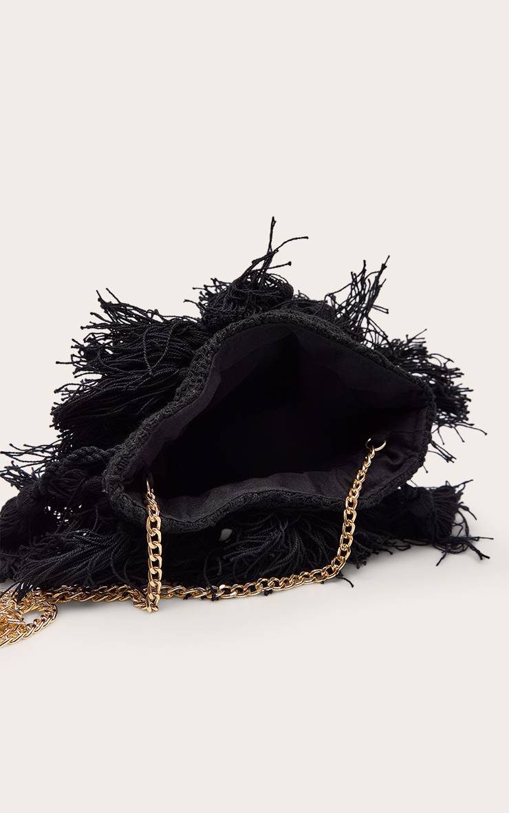 Noir Sac Bandoulière De Plage Au Crochet Avec Fleur