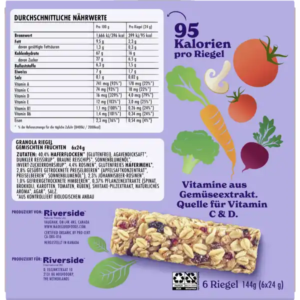Bio Gemischte Früchte Granola Riegel