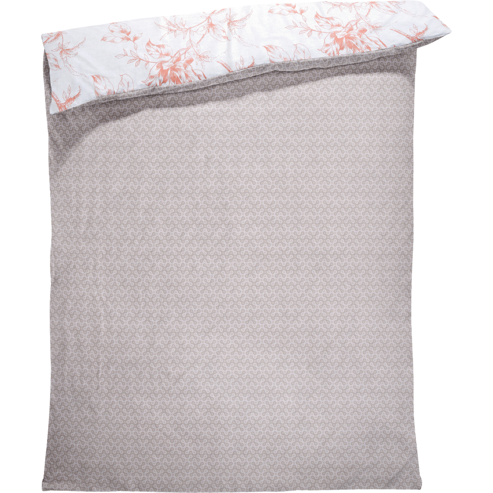 Bettwäsche Satin Twill Blumen grau weiss