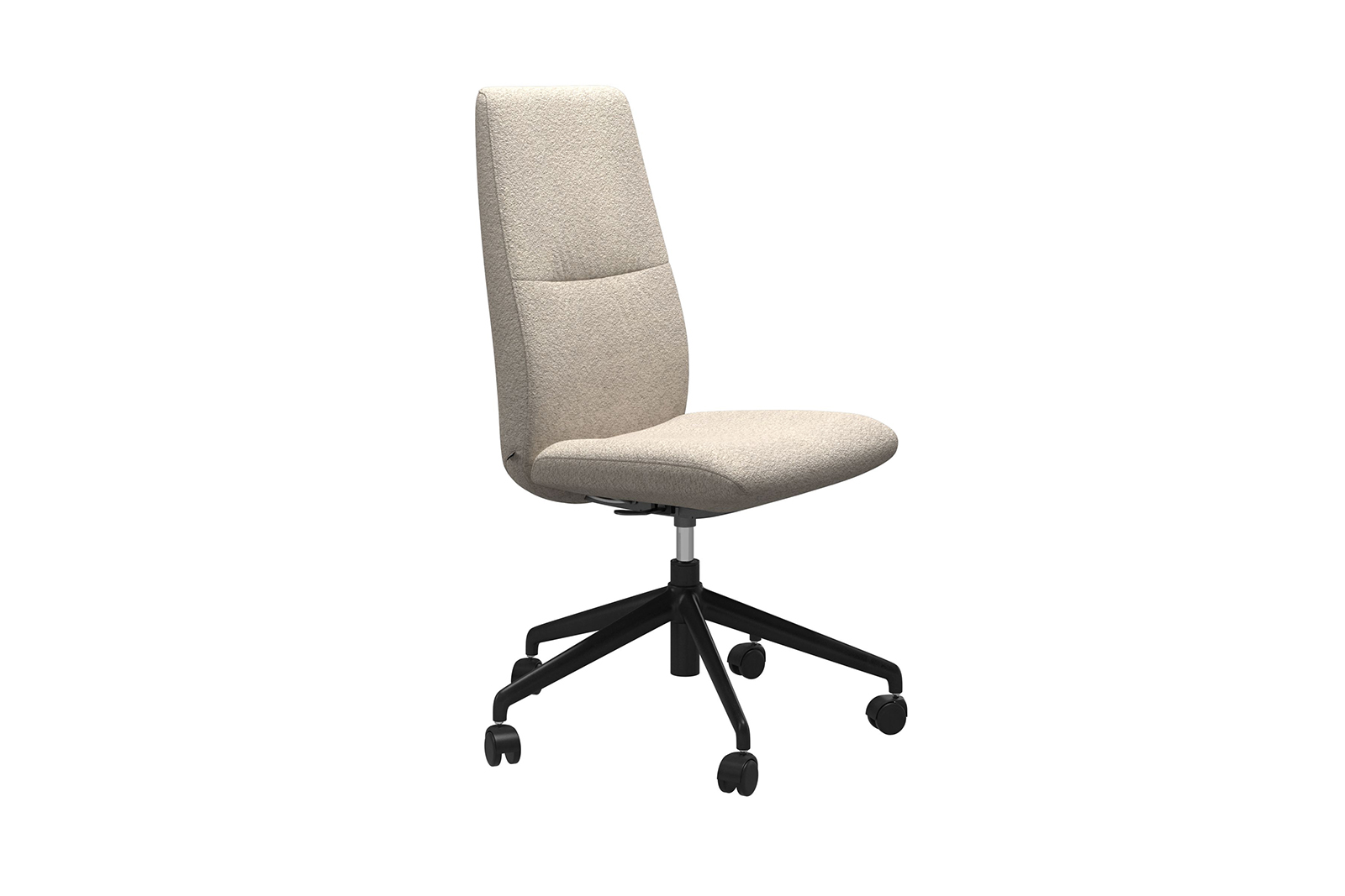 Mint kontorstol Høy stol i tekstil Orchid Off White uten arm og med matt sort understell