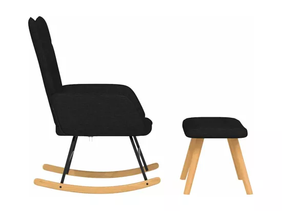 Chaise à bascule avec repose-pied Noir Tissu