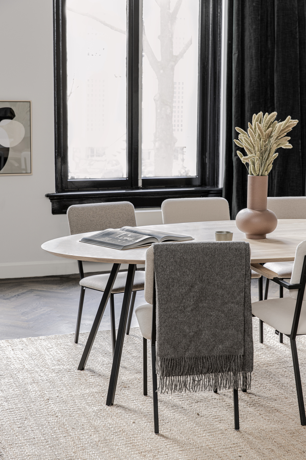 Studio HENK tafel Slim Co Ovaal, zwart frame - Smart Collectie 220 x 120 cm | Eikenhout | Verjongde rand | Frame Zwart