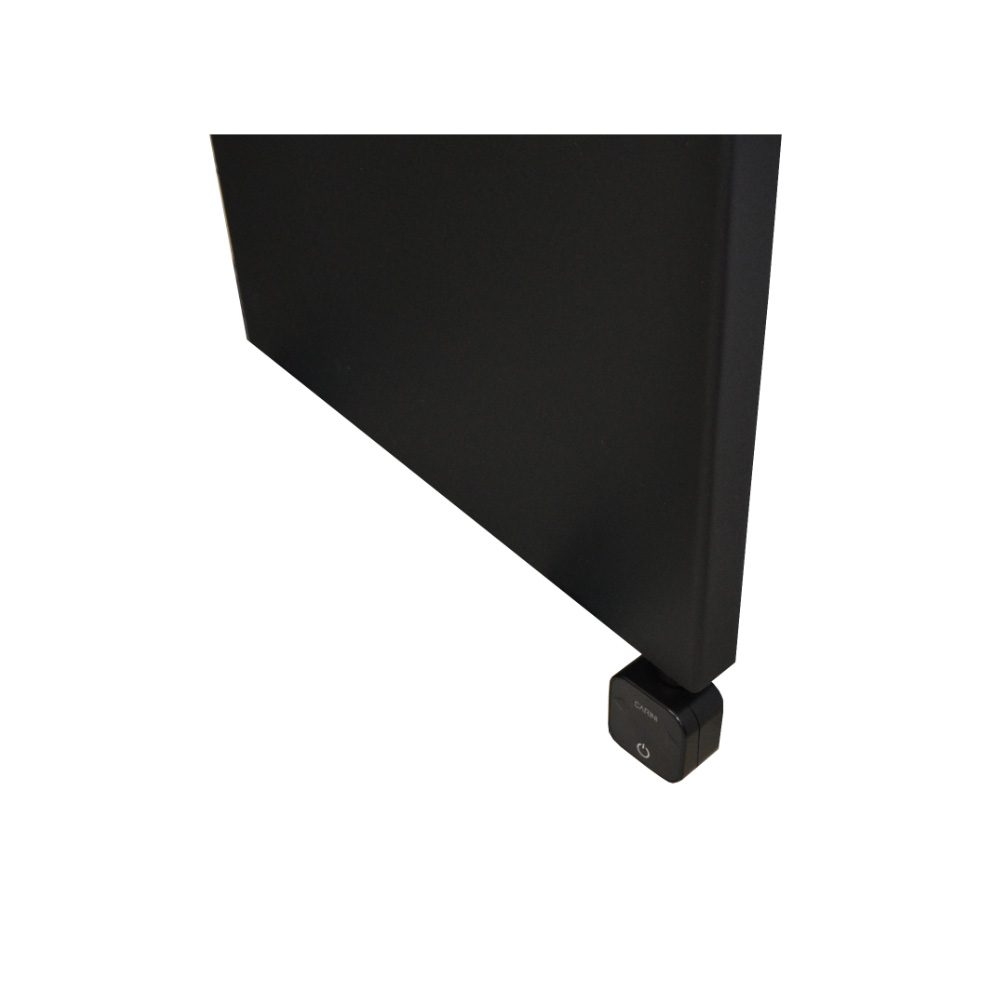 Sanicare Carini Denso elektrische Wifi radiator 180x40cm mat zwart met thermostaat zwart linksonder