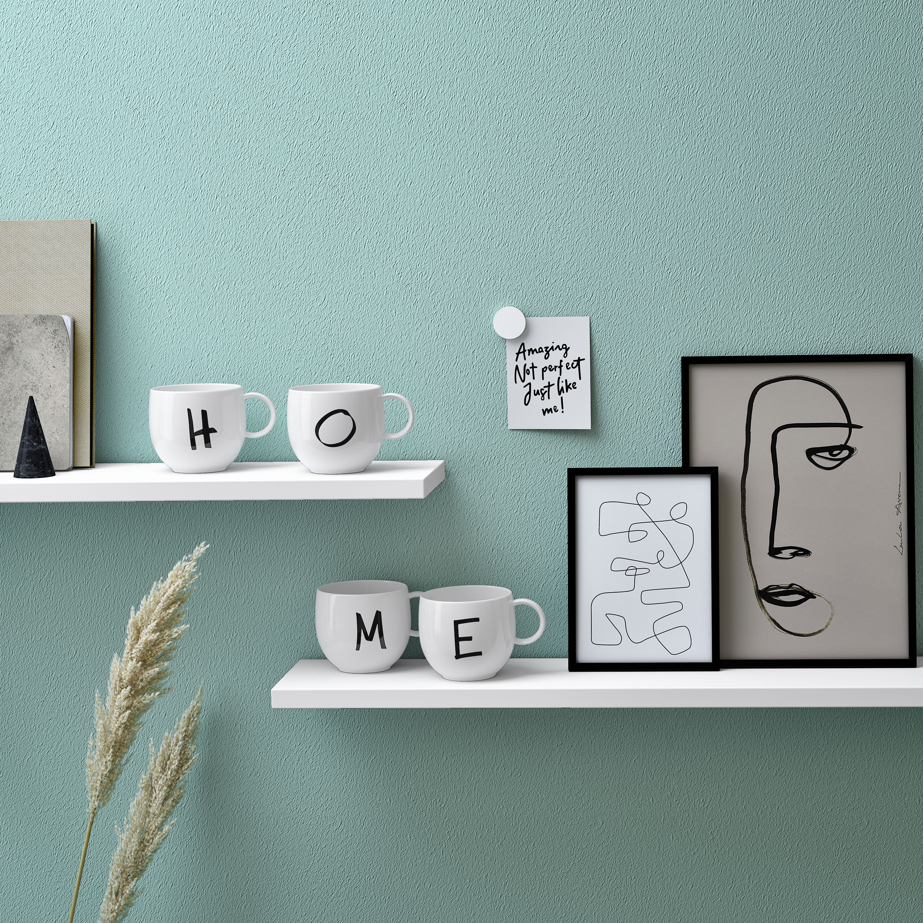 Letters Mug White, 9.9 oz, Premium Porcelain