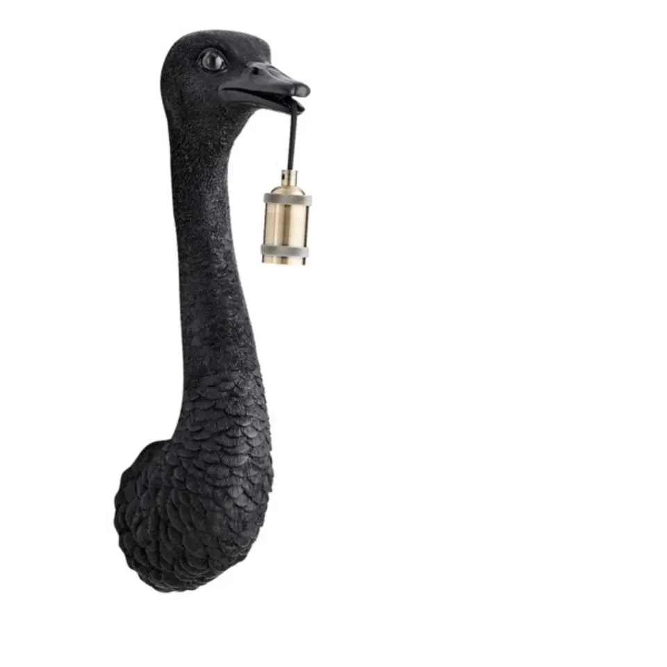 Wandlamp Ostrich - Zwart - 18x15.5x57.5cm