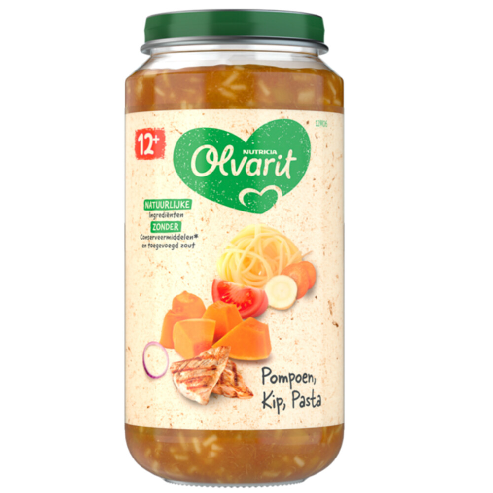 6x Olvarit Maaltijd 12m Pompoen Kip Pasta250 gr