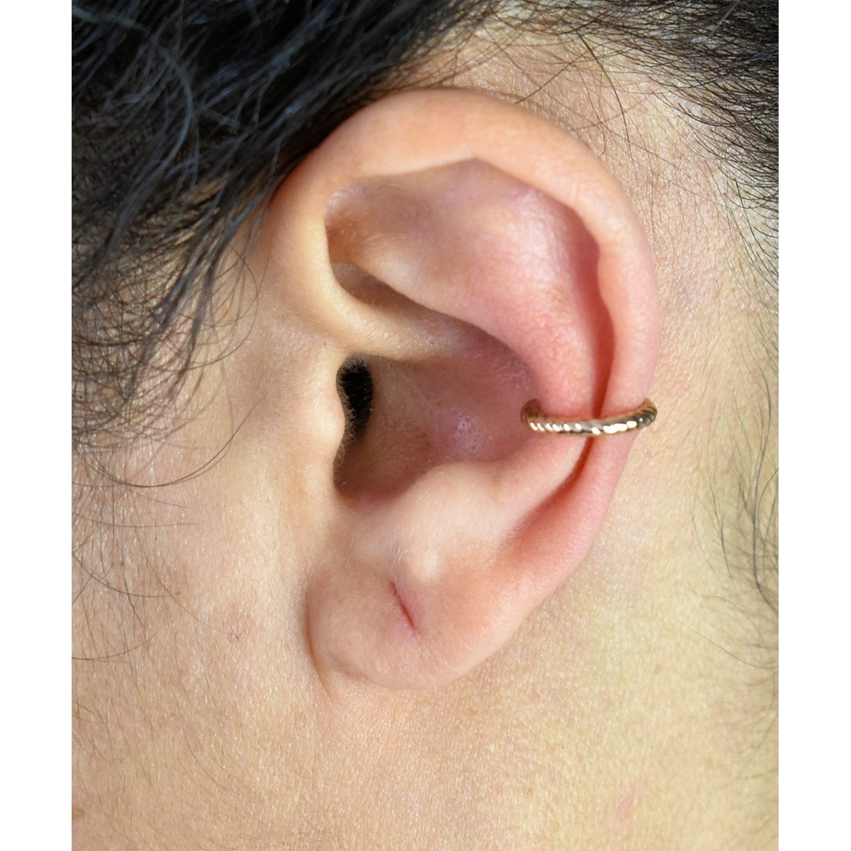 Clip d'oreille earcuff fil effet tressé Plaqué OR 750 3 microns