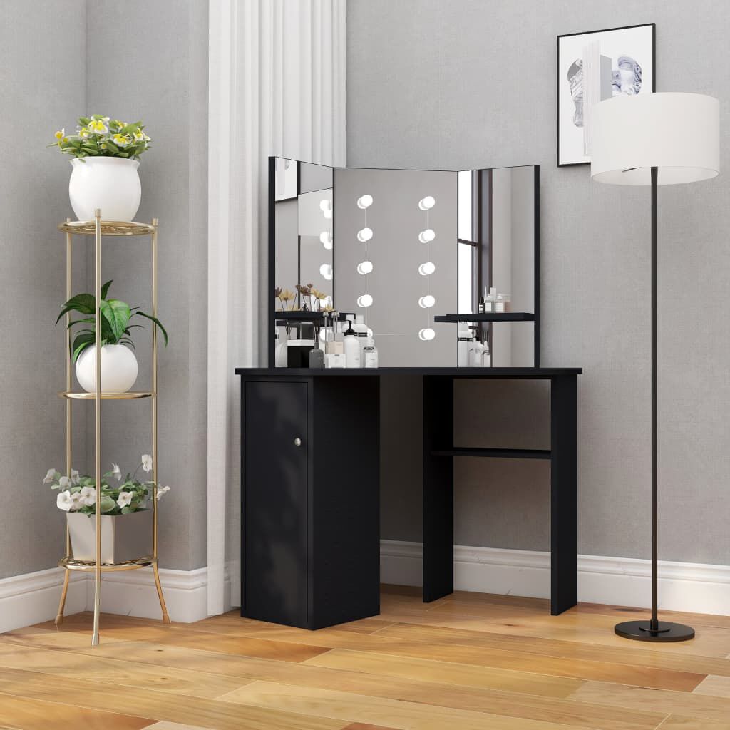 vidaXL Hoekkaptafel met LED-verlichting Zwart 111 x 54 x 141,5 cm