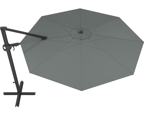 Soluna Orléans zweefparasol, Ø 300 cm, rond, donkergrijs, inclusief kruisvoet.
