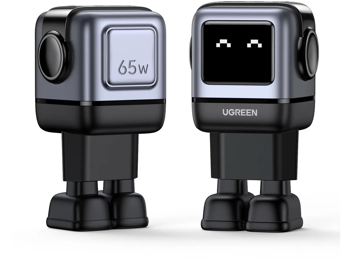 (65W) Nexode RobotGaN Dual USB C / USB A Ladegerät Netzteil Power Delivery 3.0 / Quick Charge 4.0 mit LED Display (25685B) - Schwarz