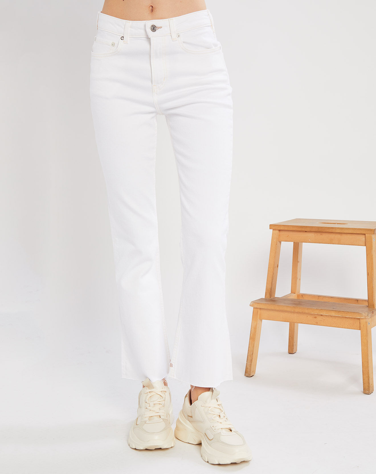 Scotch & Soda Jean Taille haute Flare Crop blanc