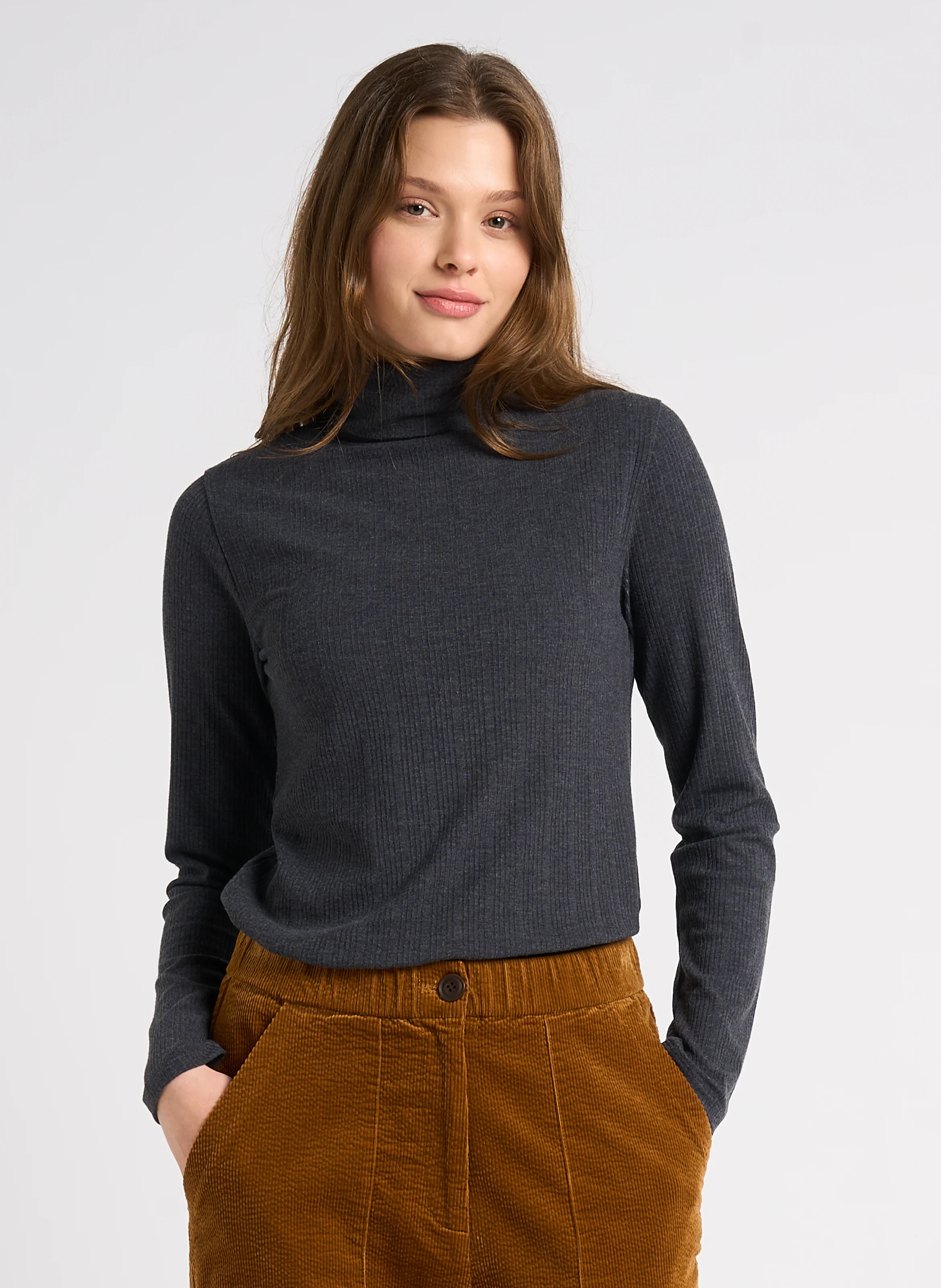 Sous-pull droit col roulé | Gris
