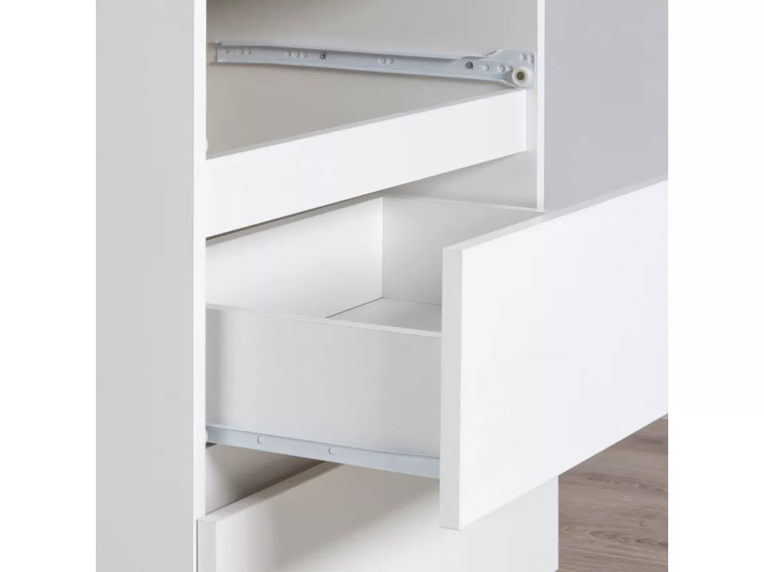 Bureau d'ordinateur AKORD A11 Blanc 135 cm 6 tiroirs façade Blanche 135x50x77 cm