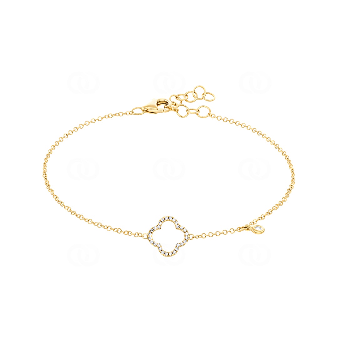 Armband 750/18 K Gelbgold Kleeblatt mit Diamanten 0.09 ct H/si