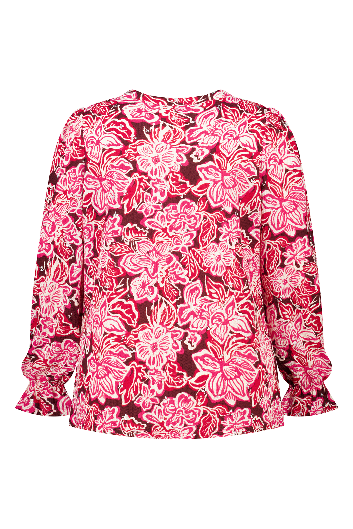 Top met print en stuctuur Multi Pink-Rood