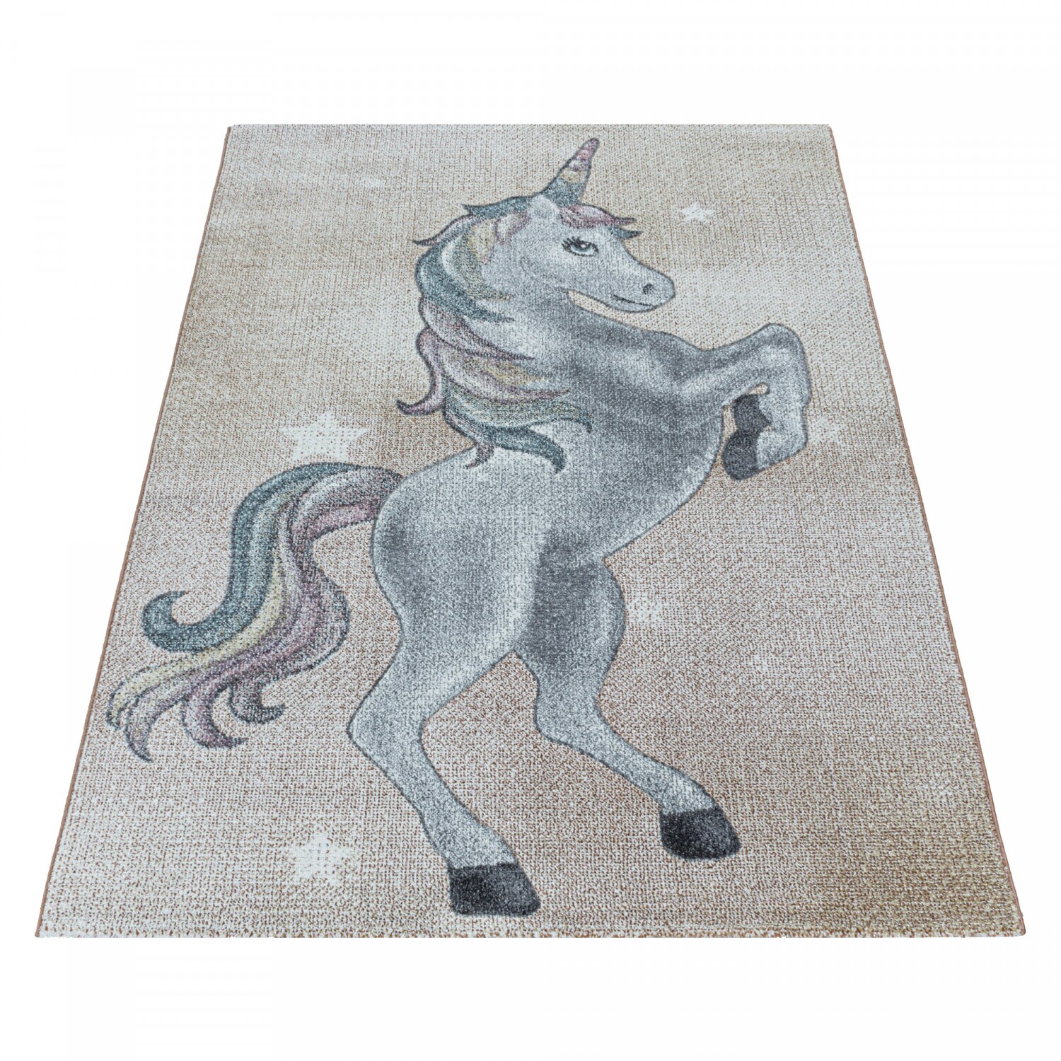 Kinderteppich Kurzflor, Modern Einhorn Design, Rechteckig, Pflegeleicht