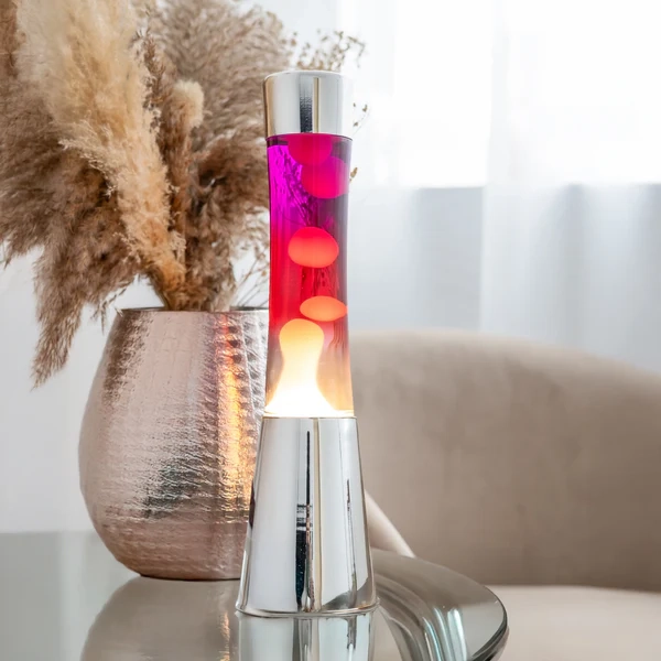 (40cm) TOWER Lava Lampe Retro Tischlampe Deko Stimmungsleuchte (FI0790) - Weiss / Rot