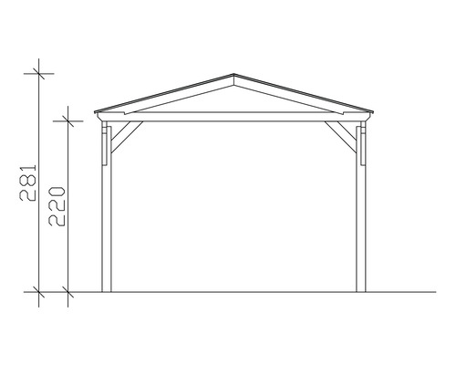SKAN HOLZ Westerwald enkele carport inclusief paalankers, 362 x 541 cm, walnoot