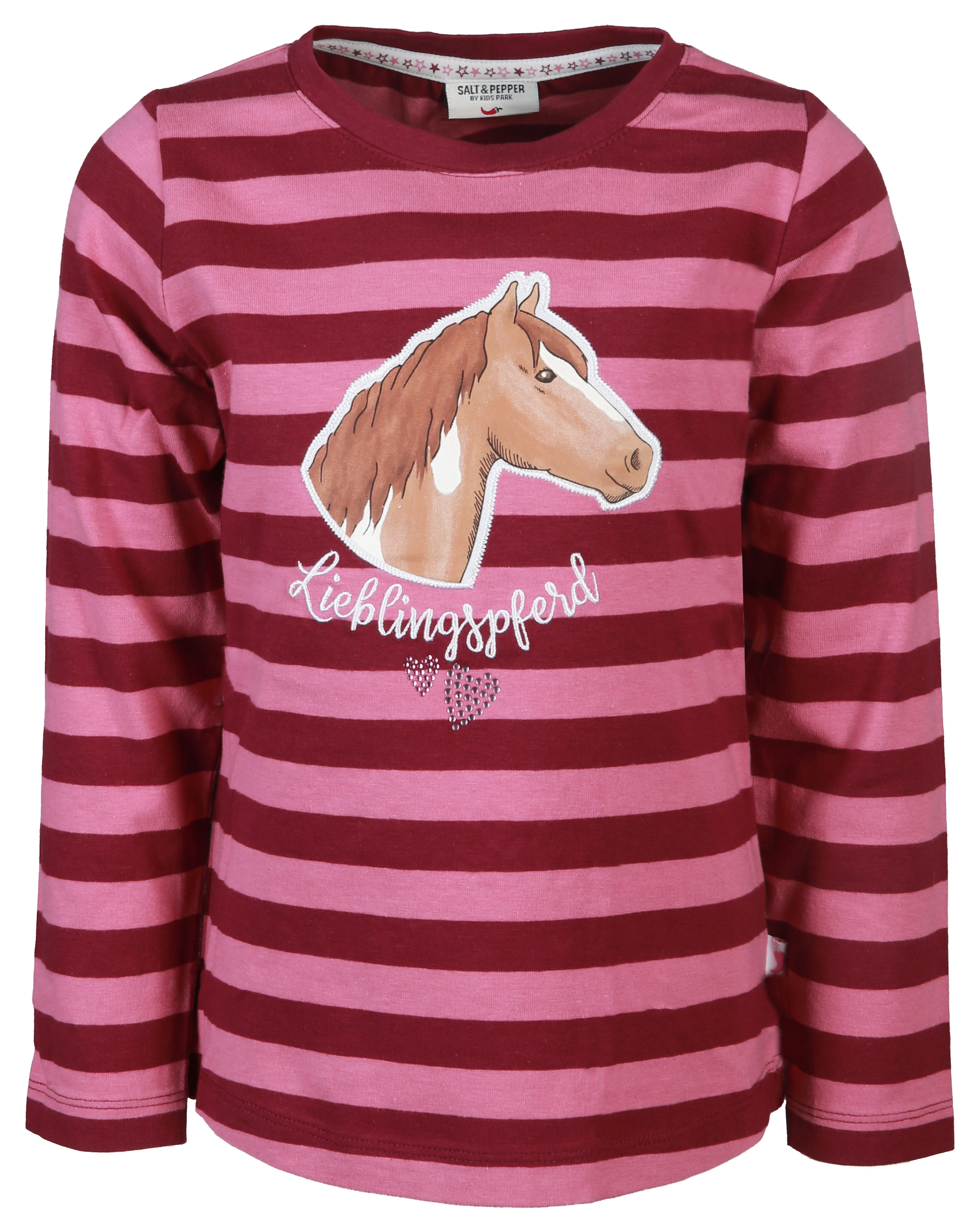 Langarmshirt LIEBLINGSPFERD gestreift in burgundy
