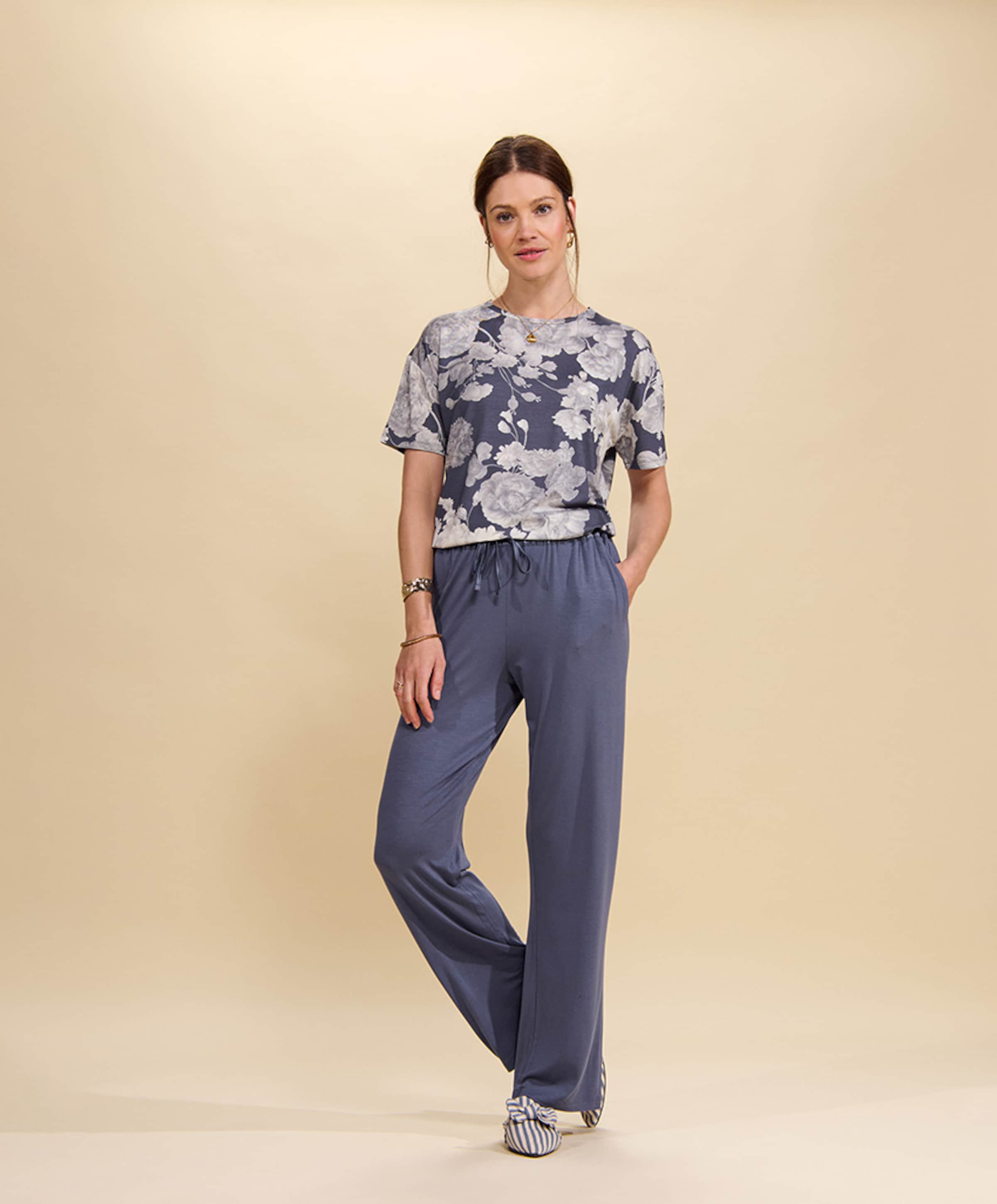 Essenza Dames pyjamabroek blauw