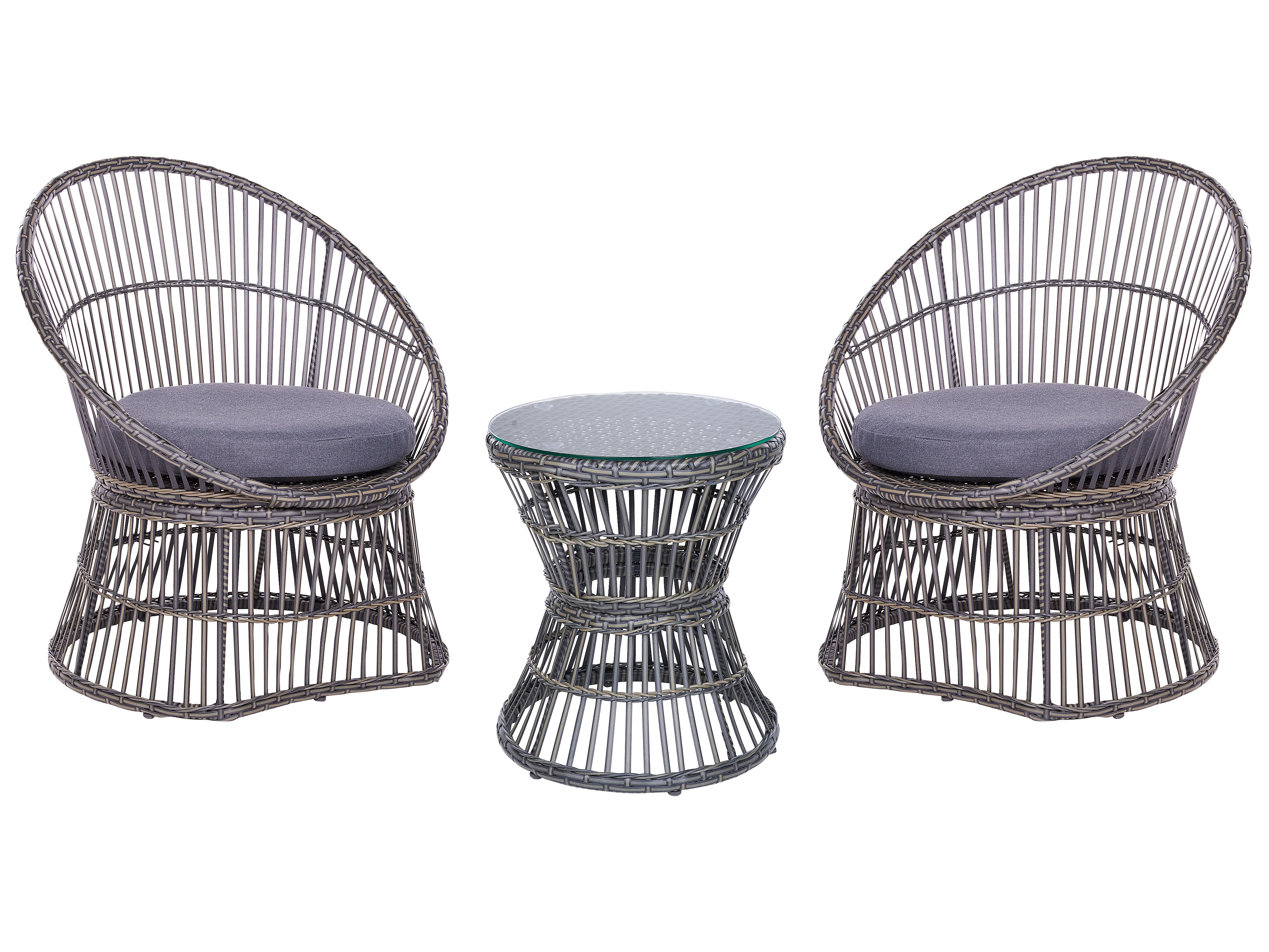 Bistroset met kussens MESYNA PE rotan Taupe