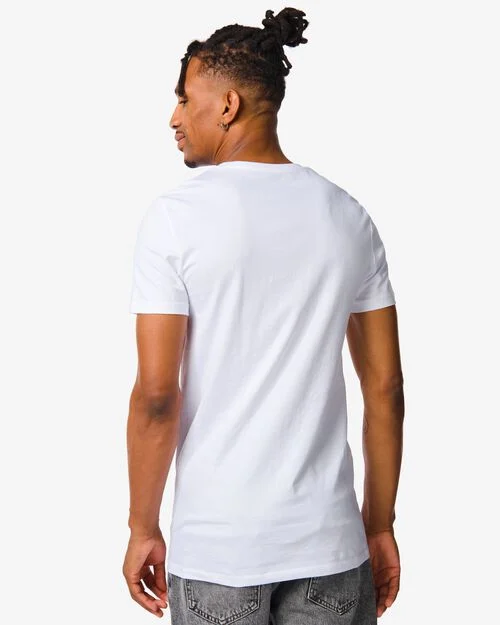 2 t-shirts homme regular fit col en v extra long blanc
