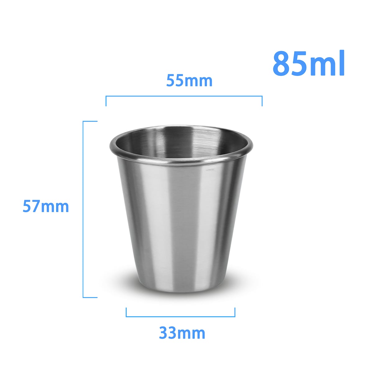 5x Krus i rustfritt stål stablebar drikkekopp (85 ml)