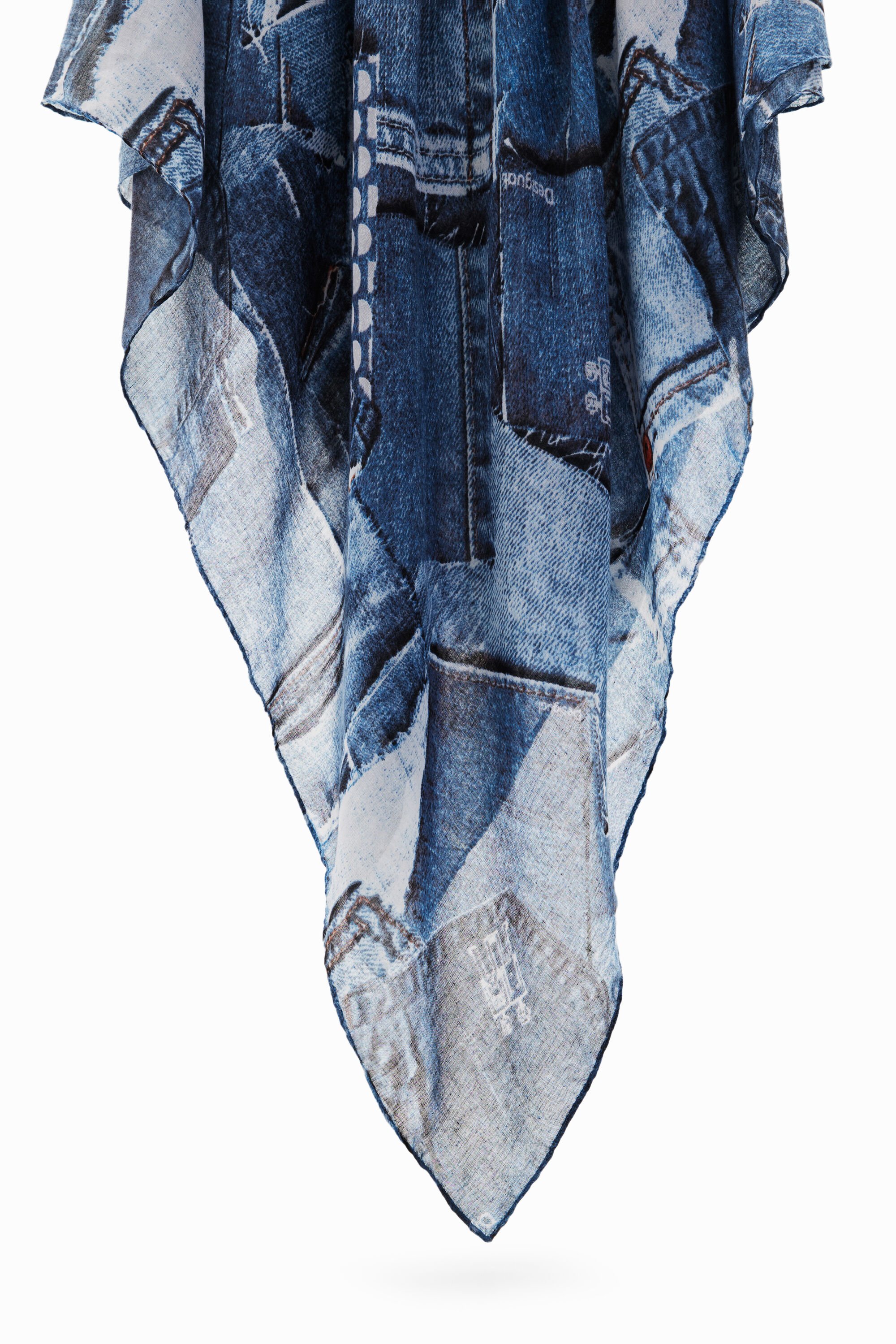 Foulard rectangulaire patchwork denim