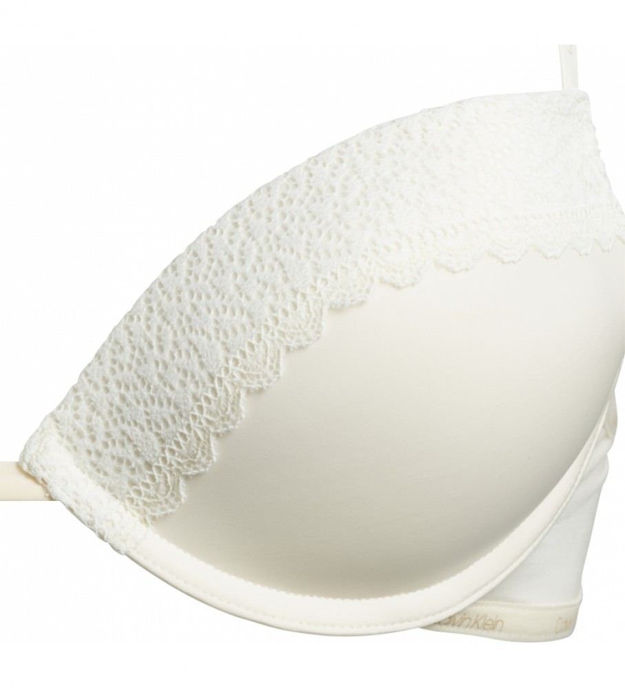 Sutiã Calvin Klein Flirty Push Up, Decote Baixo, Branco