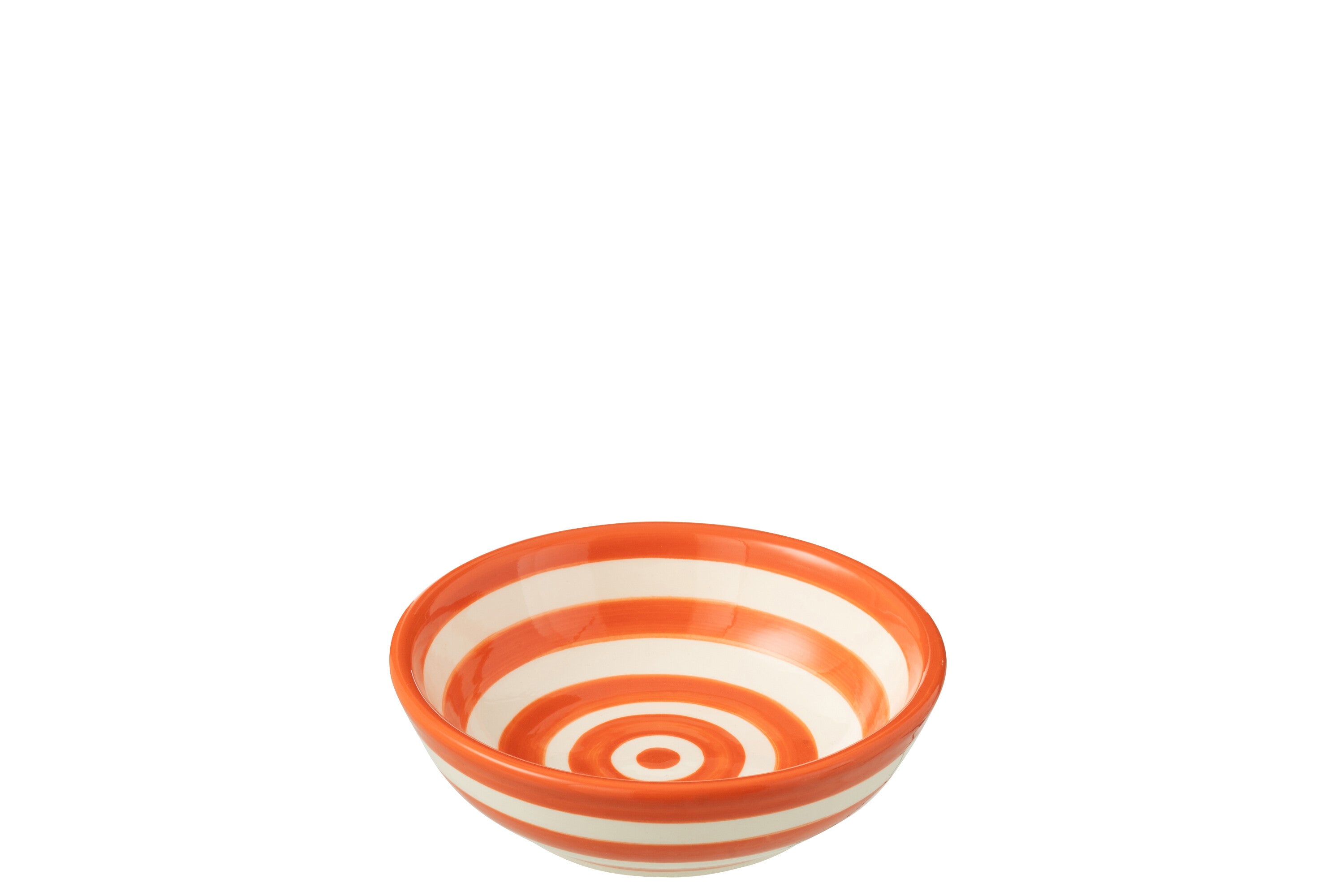 J-Line kom Granada Stripes Low - keramiek - wit|oranje - sma