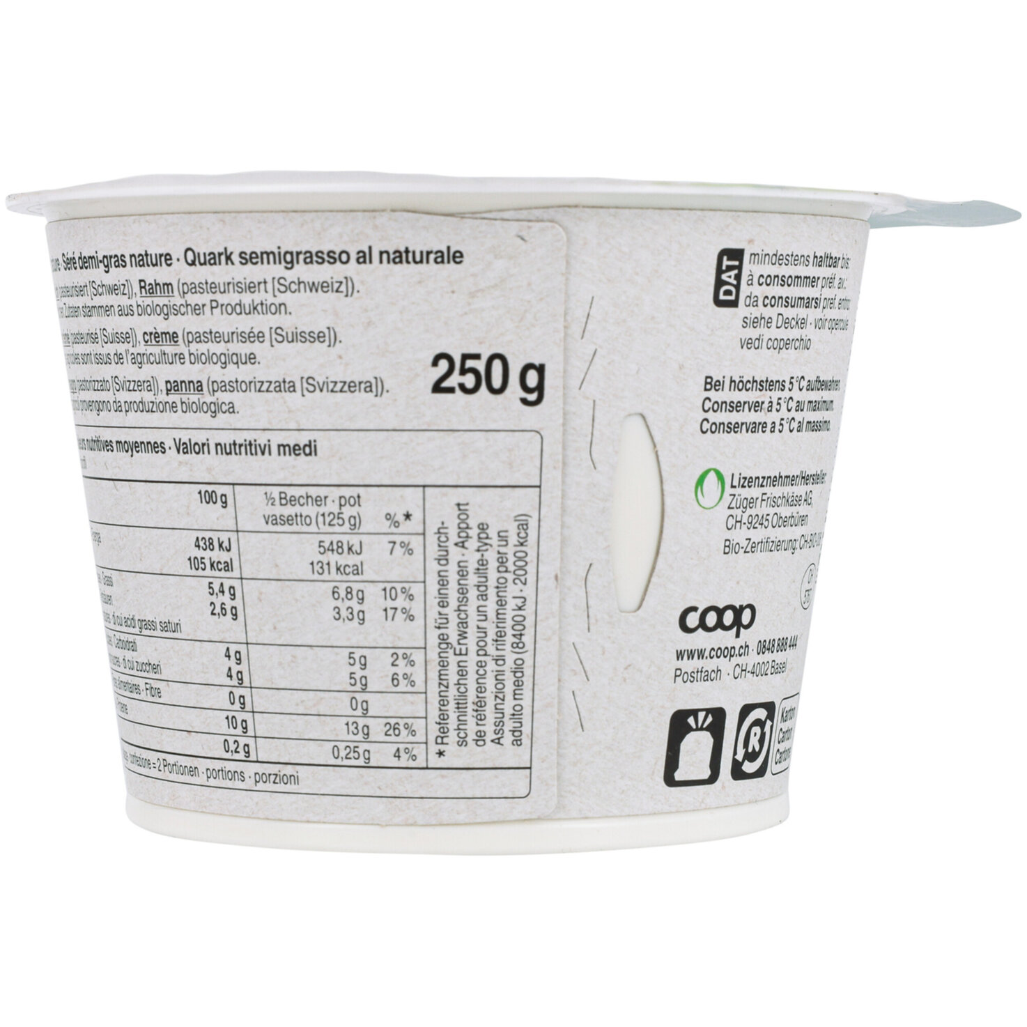 Naturaplan Bio Halbfett-Quark Nature