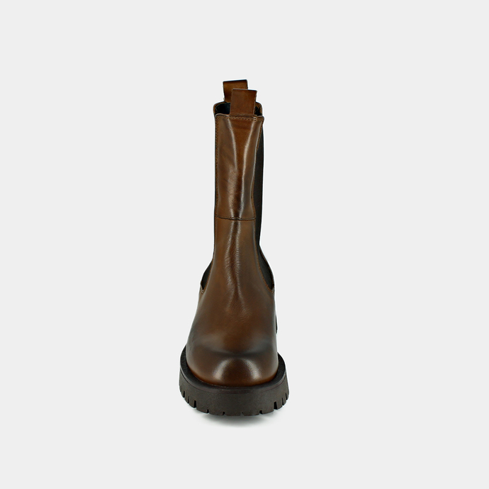 Bottines à plateformes  en cuir marron
