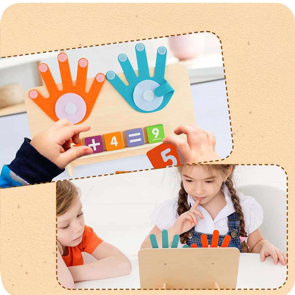 (30x15cm) Holz Kinder Mathematik Spielzeug Zahlen Brett Finger Rechenaufgaben Montessori Lernspiel für Addition / Subtraktion - Bunt