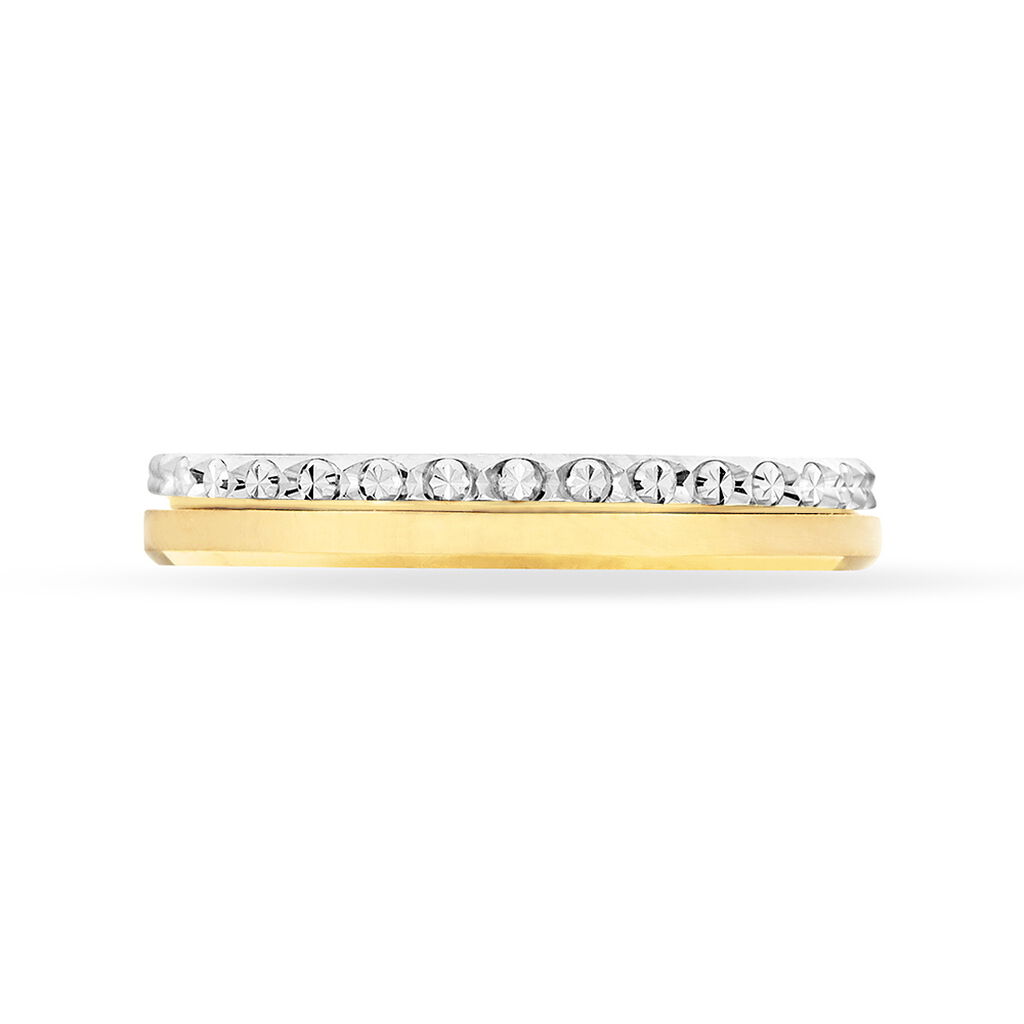 Alliance Fantaisie Diamantee Ruban Plat Or Bicolore