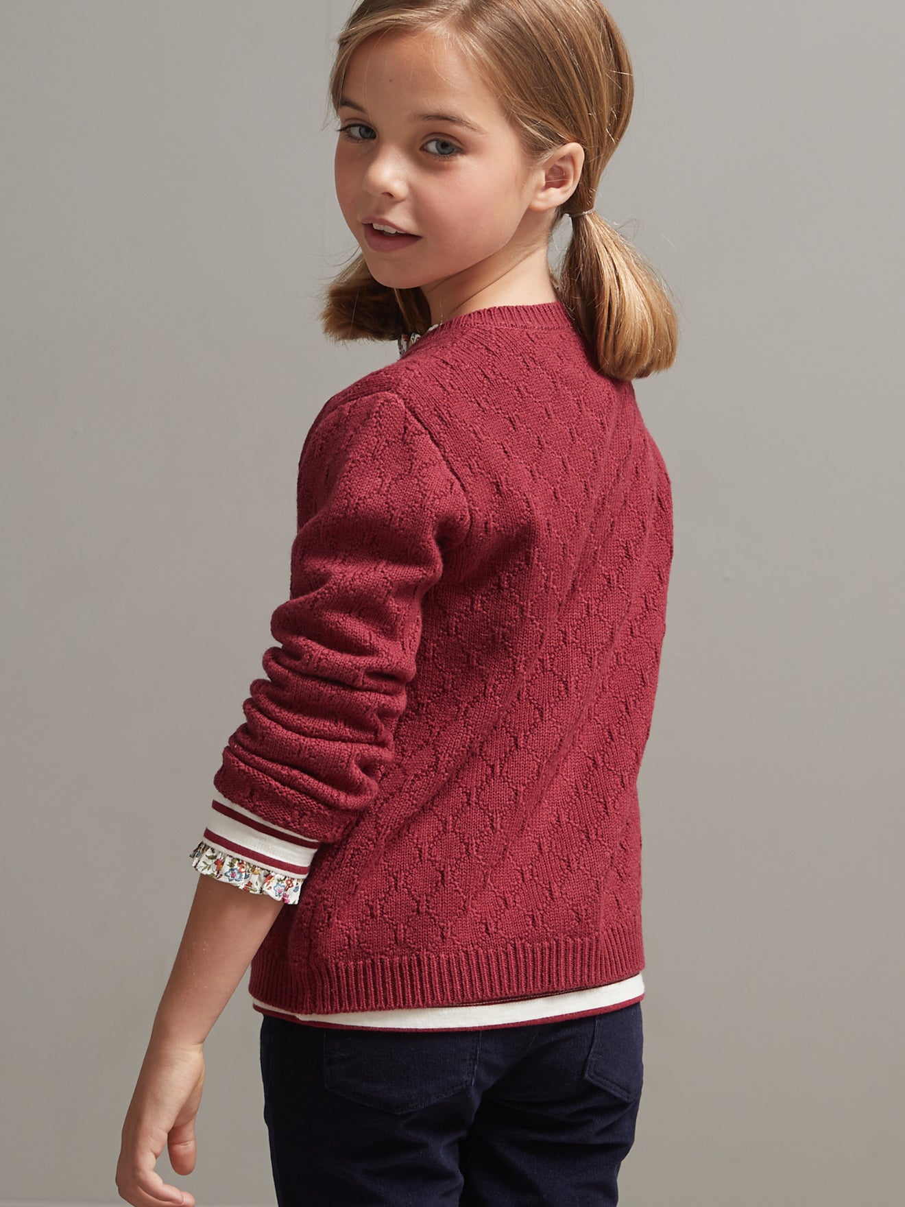 Cardigan losanges Fille en laine