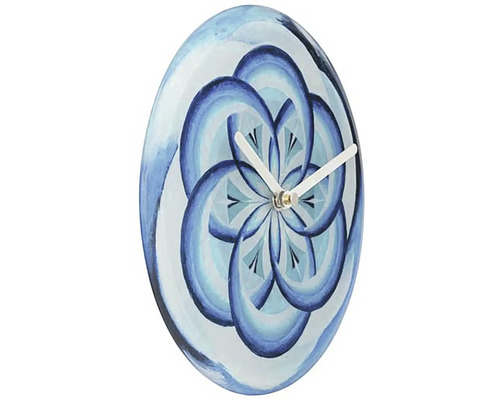 Cosmo tafelklok, gehard glas, blauw, Ø 20 cm