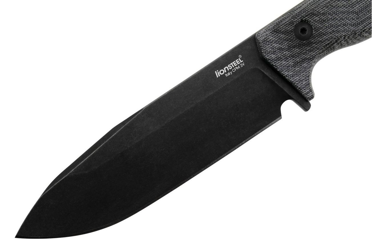 LionSteel T6 Old Black, Black Canvas Micarta T6B-CVB vaststaand mes