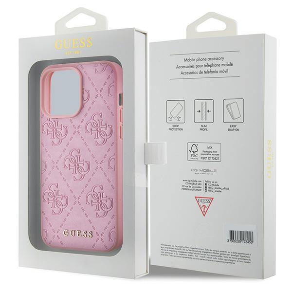 iPhone 15 Pro Hybrid Hardcase Hülle mit Leder Rückseite (GUHCP15LP4EPMP) - Rosa