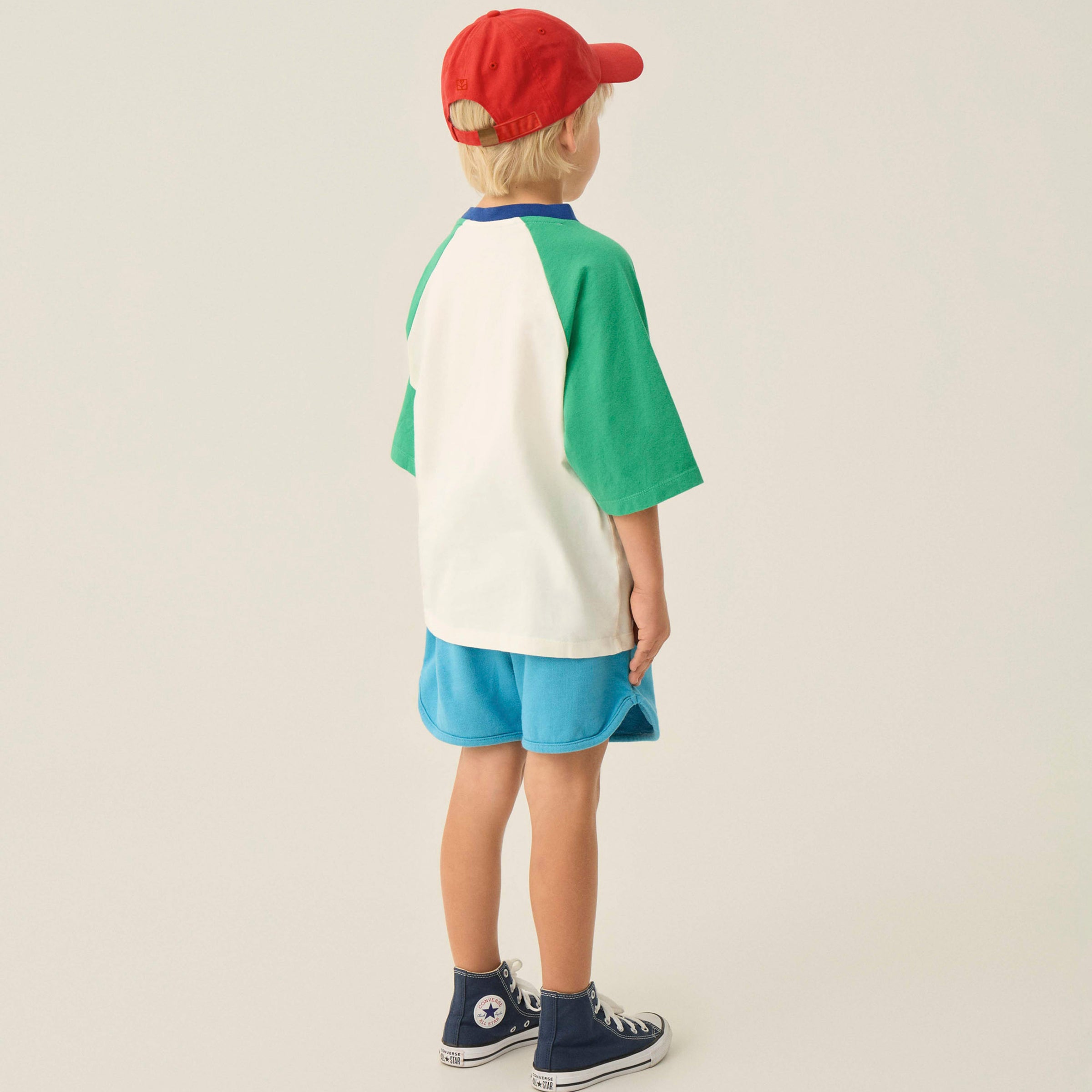 T-Shirt Color Block Green Ecru