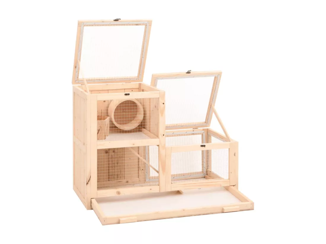 Cage à hamster 81x40x60 cm bois massif de sapin