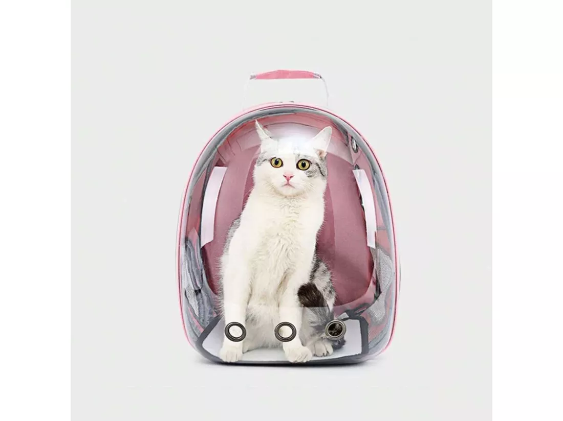 Sac à dos de transport pour animaux en polyester rose 33x43x26cm