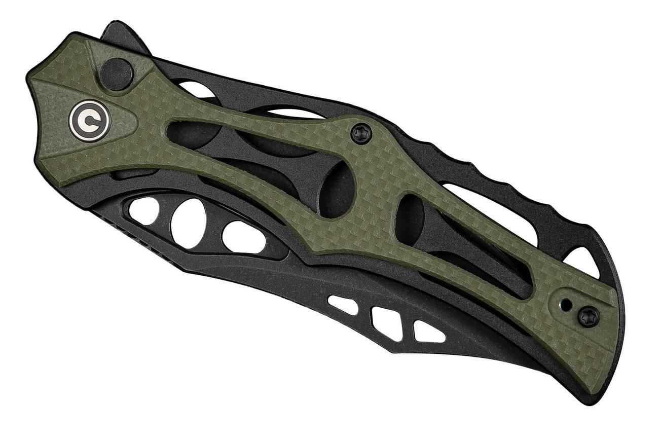 Civivi Biophase C23083C-2 Blackwashed Nitro-V, Black Aluminium OD Green Coarse G10, zakmes