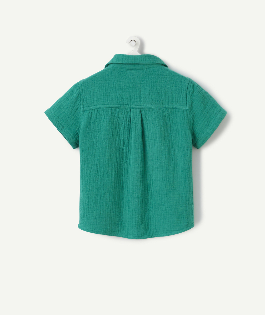 chemise manches courtes bébé garçon en gaze de coton vert