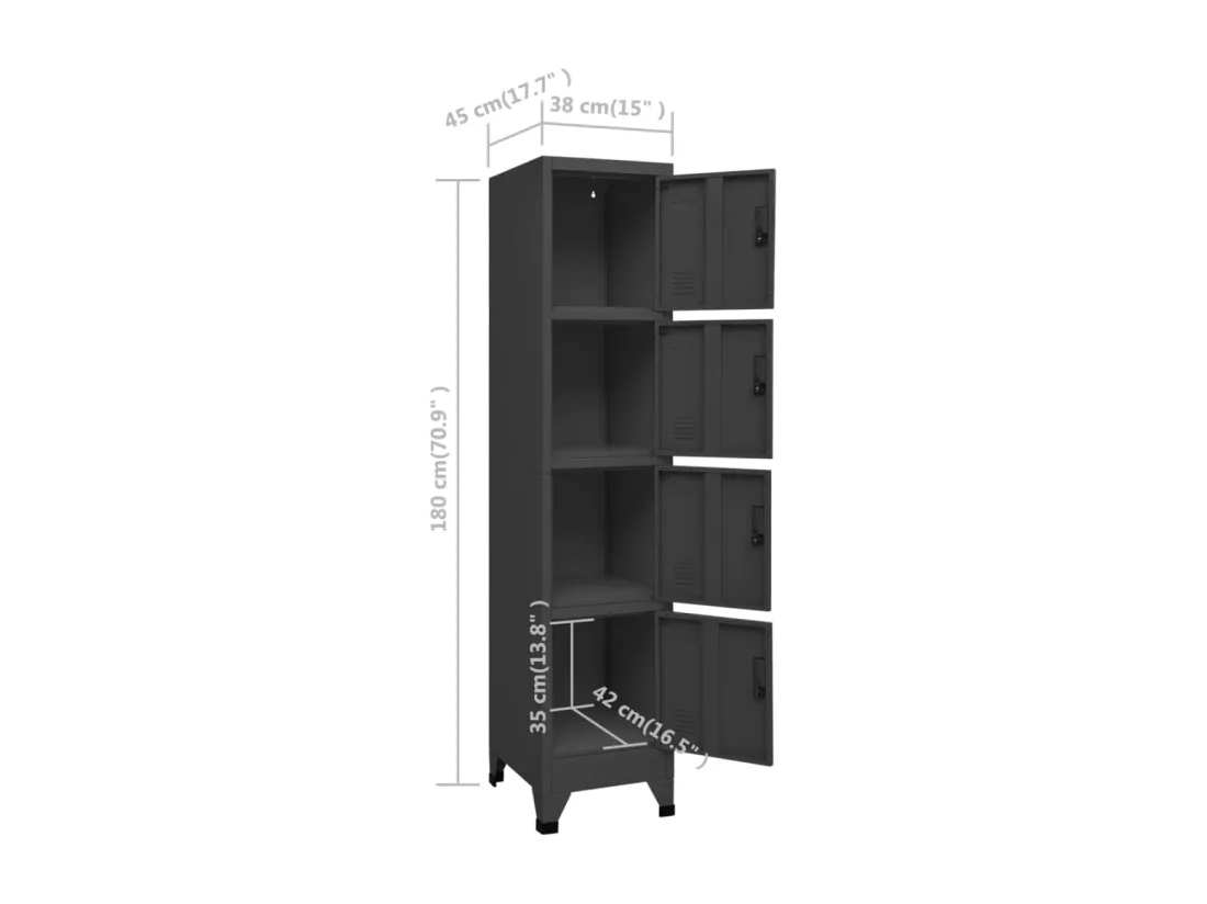 Armoire à casiers Anthracite 38x45x180 cm Acier