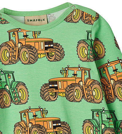 Småfolk Strampler - Mint Green Tee m. Traktoren